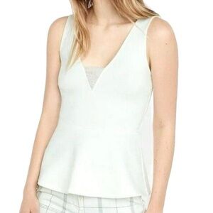 NWOT Express Ivory Peplum Hem Top Mesh
Insert Zip Back Sz Small